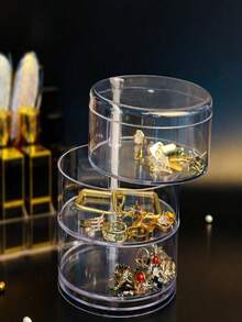 1pc Multi-Layer Jewelry Storage Box, Gift For Valentine's Day Sun Travel Cool Back To School - Clear - View 10