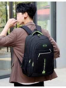 Contrast Zipper Detail Thickened Backpack With Layered Multi-Compartment Storage And Mesh Side Pockets, Versatile For Daily Short Trips - Multicolor - View 3