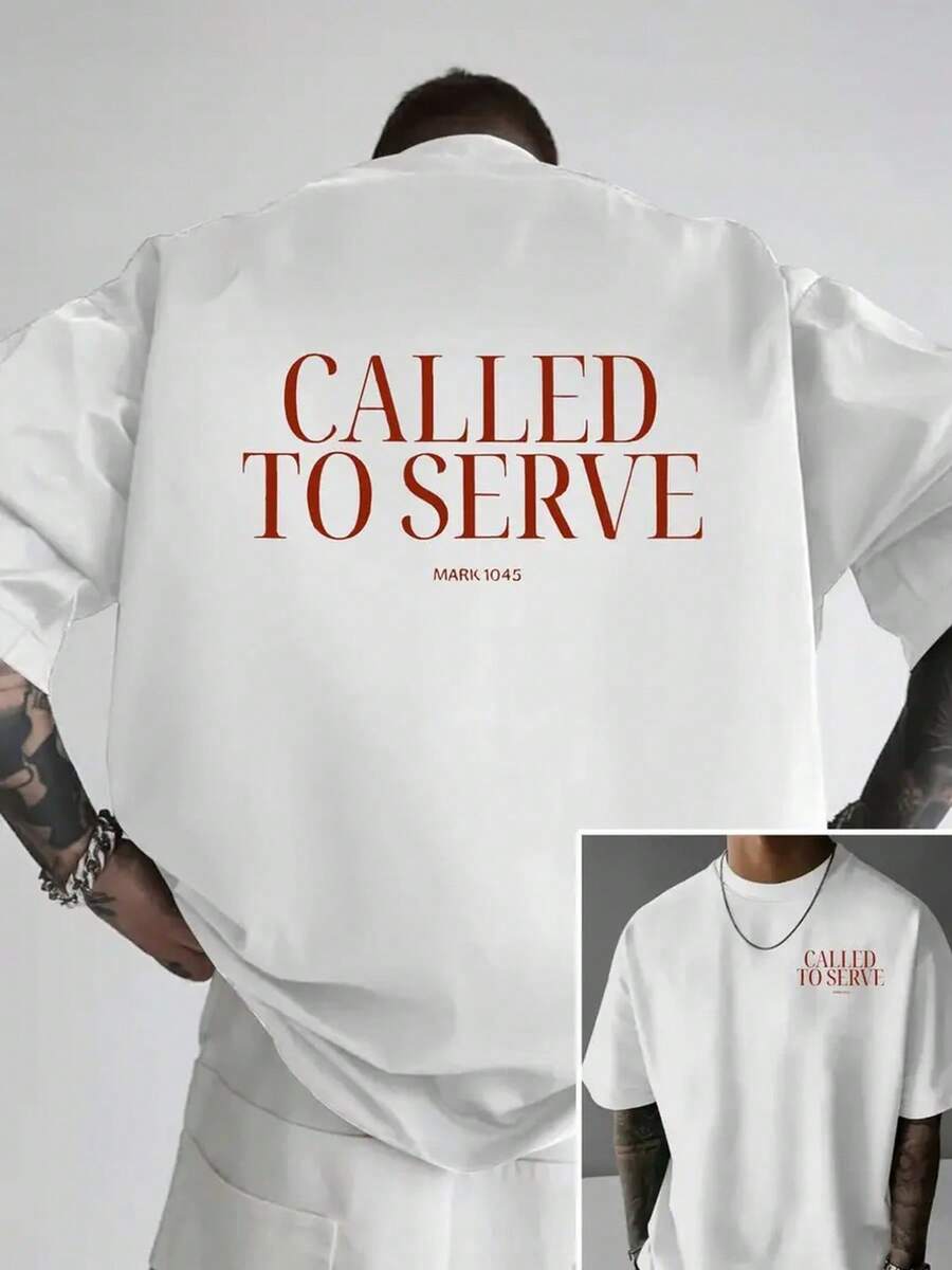 Summoning Service, Mark Gospel 10:45, Men's Fashion T-Shirt With Double-Sided Print, Suitable For Casual Daily Wear At Home, Can Be Used For Sports And Fitness Activities - 白色 - 查看 1