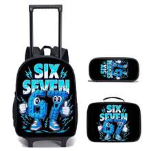 4pcs Rolling Backpack, Creative Print Backpack, Crossbody Bag, Shoulder Bag - For Image Effect Only, Not Shiny Glowing Effect - 彩色 - 查看 6