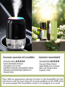 Humidificador alimentado por USB, difusor de aromas 2 en 1, disponible en 3 colores, portátil y compacto, humidificación ultrasónica silenciosa, adecuado para dormitorio, hotel, dormitorio, baño, habitación de mascotas, estudio de yoga, etc. - Mist - Ver 31