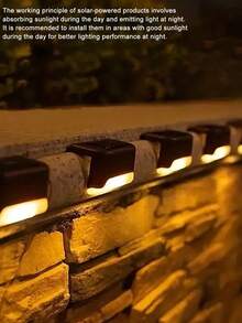 4pcs Solar Deck Lights, IP44 Waterproof Outdoor LED Step Lights, Wireless Fence Stair Lights, Dusk To Dawn Automatic On/Off, Solar Wall Mounted Landscape Lighting, Suitable For Railings, Patio, Poolside, Garden, Backyard, Pathway Holiday Decoration - Multicolor - View 7