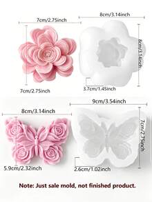 3D蝴蝶蜡烛硅胶模具，复古奢华手工，DIY蜡烛制作工具，耐热易脱模，适用于大豆蜡、蜂蜡、石蜡，适用于生日派对、婚礼、情人节、母亲节等节日，满足送礼、手工艺品制作、花艺装饰、家居装饰等需求，新手友好，可制作充满氛围感的蝴蝶蜡烛，兼容蜡烛石膏树脂 - 蝴蝶模具 - 查看 11