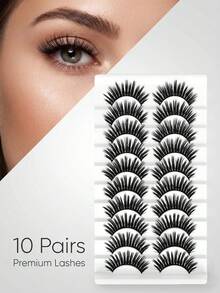 10 Pairs Soft Cat Eye False Eyelashes, Fluffy And Full Appearance, High Resilience And Reusable Material, Suitable For Daily Makeup, Parties, Weddings And Holiday Looks - View 2