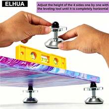 ELHUA Adjustable Canvas Support Stand With Level, Suitable For Acrylic And Epoxy Resin Pouring Painting, Cabinet Door Lift Rack And Canvas Foot Pad Support Stand, Convenient For Painting And Cleaning - Adjustable Feet - View 6