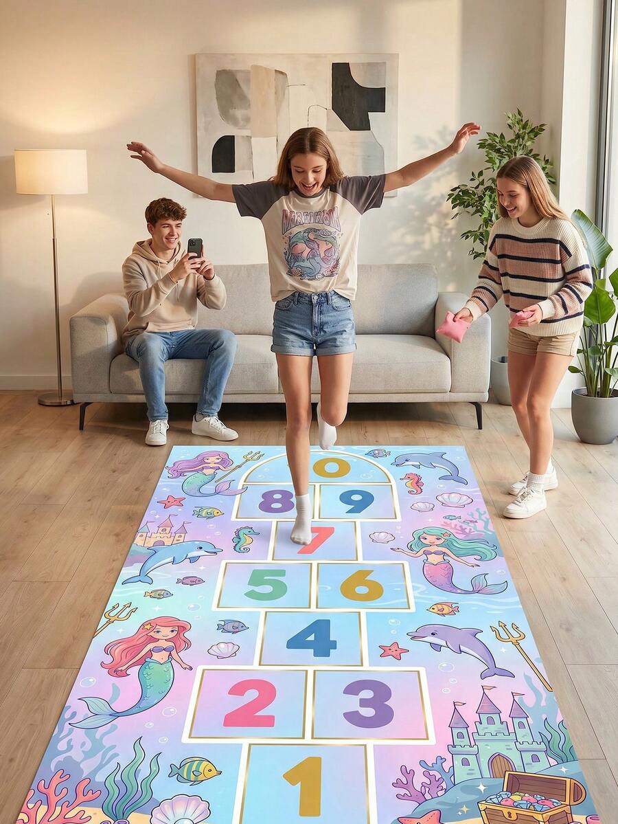 A Dreamy Macaron Style Floor Game Mat Suitable For Vacations, Family Gatherings, Spring And Summer Picnics, Beach Themed Parties, Adult Group Games, And Interactive Puzzle Games For Boys And Girls - Multicolor - View 1