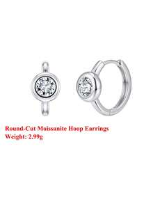 ORSA JEWELS 1 Pair 925 Sterling Silver 14K Gold Round Cut Moissanite Earrings, Minimalist Jewelry For Women And Men, Suitable For Wedding, Party, Banquet, Gift And Christmas - MOE23 - View 14