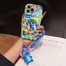Disney Has Authorized, Phone Case - Chain Set, The Stitch Lilo & Stitch 3D Phone Case Plus A Silicone 3D Stitch Bracelet With Metallic Ring Removable Bracelet, Stitch And Angel Pattern, Compatible With Iphone17/16/15/14/13/12/11/XS/XR/X Plus Pro Max, A Stylish Cartoon Phone Case, The Perfect Gift Choice, Phone Protection, Durable Phone Cover, Great Gift For Friends And Family. - 白色 - 查看 2