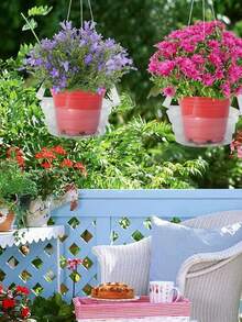 3pcs Plastic Hanging Basket Drip Tray With Hooks, Transparent Round Anti-Leak Plant Water Catching Tray, Multi-Size Hanging Flower Pot Watering Tray, Suitable For Balcony Indoor/Outdoor Garden Planting, Practical Gardening Supplies, Plant Lover Gift, 1pc - Multiple Styles - View 3