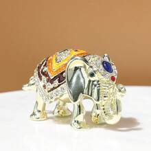 SIQIZHOU 1pc Rhinestone Elephant Jewelry Box, Enamel Craft Storage Box, Jewelry Box, Wedding Favor, Birthday Gift - Silver - View 5