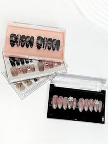 1 pieza Caja de almacenamiento transparente y visible para arte de uñas, para exhibición de arte de uñas portátil - Multicolor - Ver 1