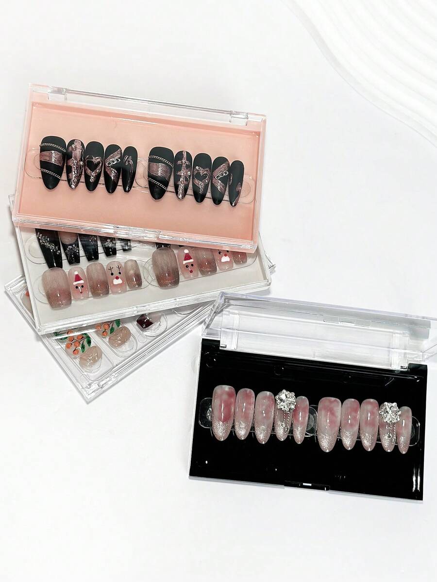 1 pieza Caja de almacenamiento transparente y visible para arte de uñas, para exhibición de arte de uñas portátil - Multicolor - Ver 1