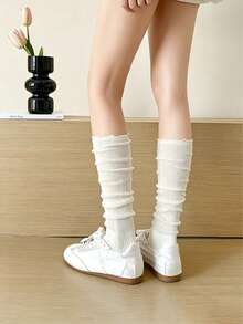 1/3 Pairs Frill Ruffle Stacked Leg Warmers, Thin Cool Lazy Sock Covers, Skin-Friendly Breathable Premium Open Toe Ruffle Leg Warmers For Women - Multicolor - View 4