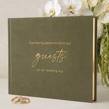 YY Beautiful Wedding Guest Book For Your Wedding Reception - Simply Elegant Velvet Guestbook To Sign In And Add  Photos - The Perfect Bridal Shower Guest Book For The Special Day - Sage - View 1