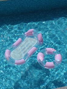 2-In-1 Purple Glitter Inflatable Float Set, Round Swim Ring & Mesh Water Hammock Lounge Chair, For Adult Pool Vacation - Multicolor - View 3