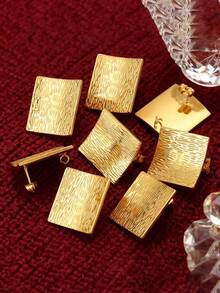 2/6pcs 18K Gold Stainless Steel Square Earring Stud Base Hook Connector Jewelry Making Supplies Wholesale - Earrings - View 1