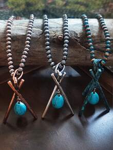 1pc Western Style Cross Triangle 3D Design Minimalist Pendant Necklace Unisex - Necklace - View 2