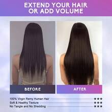 4# Brown Clip-In Human Hair Extensions, 8pcs/Set, 18 Clips Double Layer Hair Extensions, Natural Black Real Human Hair, Women's Real Human Hair Clip-In Extensions, Brazilian Real Human Hair Clip-In Extensions - S4 - View 5