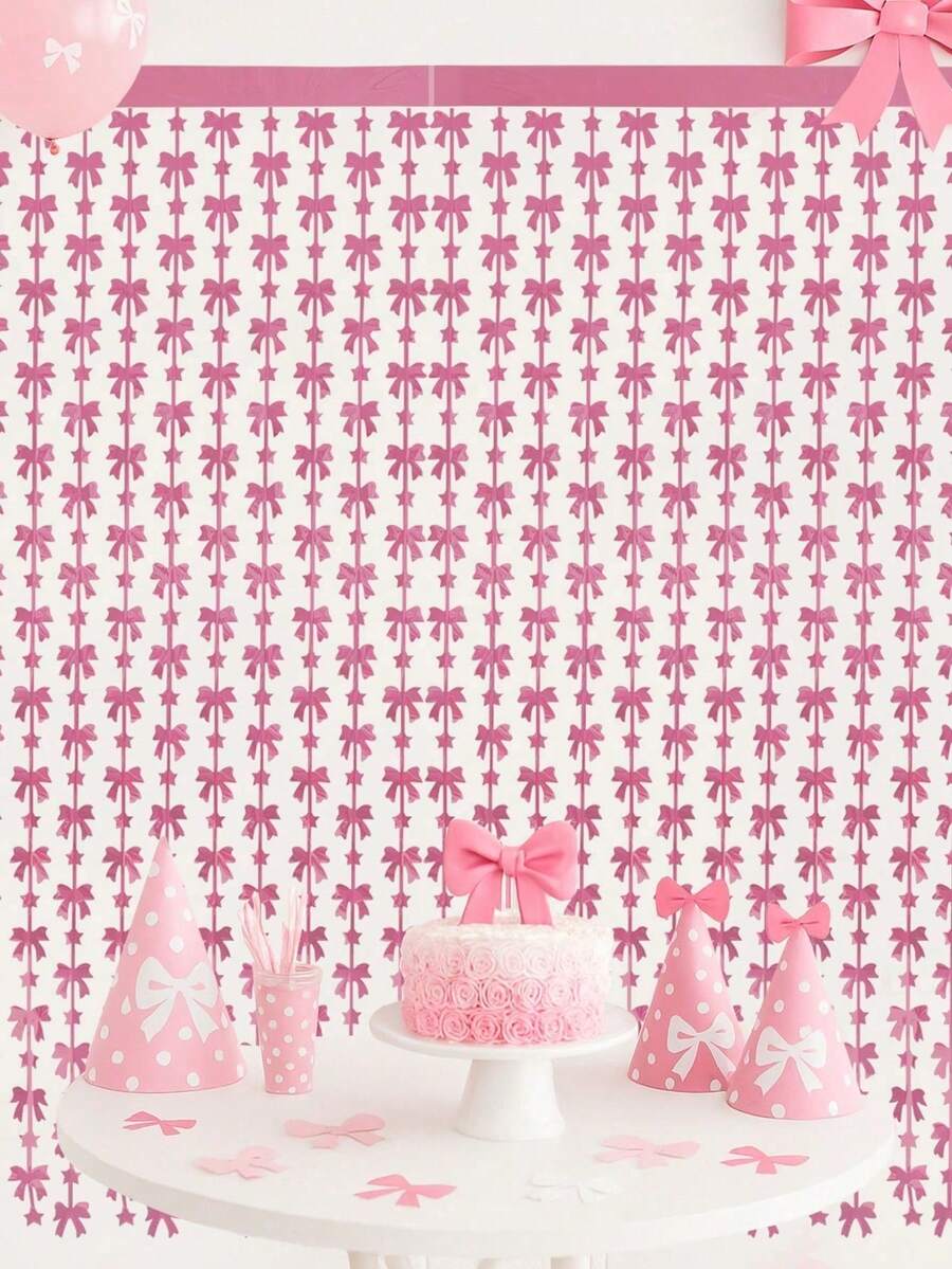 2 pièces Rideau de pluie à nœud rose brillant, rideau de franges pour décoration d'anniversaire, rideau mural de franges pour mariage, décoration de fond pour enterrement de vie de jeune fille, décoration murale pour baby shower, fond pour fête de révélation du , fond photo pour fête, décoration pour cérémonie d'anniversaire, fond pour spectacle sur scène, fournitures de fête rose, décoration de jardin, décoration d'intérieur, décoration de chambre, cadeau d'anniversaire, décoration de fête de plage hawaïenne, cadeau d'été