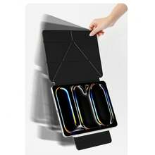 強磁超薄三折支架保護殼，相容 iPad Pro 13 吋 M5 M4 2026、Air 11 M2 10.9、Air 第 5 代、第 10 代、第 11 代 A16 2025、M3 Air 13，支援 Pencil Pro 與 Pencil - 黑色 Y - 查看 6