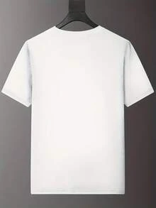 Camiseta de hombre, Feliz Año Nuevo 2026, deseándote un feliz año nuevo, estampado reversible, camiseta de manga corta moderna para hombre, adecuada para uso diario casual y deportivo, un ar - Blanco - Ver 2