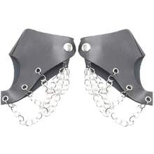 Summer Hollow Out Half Palm Fingerless Gloves, Punk Rivet Chain Biker Gothic Hip Hop Cool Handwear - Silver - View 5