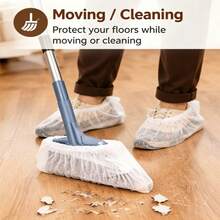 60PCS Disposable Non-Woven Shoe Covers, Elastic Dust-Proof Floor Protectors For Indoor Use, Pet-Friendly Shoe Covers For Guests, Cleaning, Moving, Hom - White - View 2