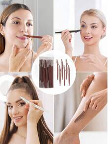 30/15/5pcs Eyebrow Trimmer Set, Long Handle Precision Eyebrow Shaper, Shaping & Trimming Beauty Tool, Exfoliating & Callus Removal Razor, Facial & Neck Shaving Blade, Women's Multi-Function Grooming Set, Travel & Home Use, Smooth - Mocha Brown - View 10