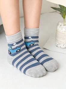 10 pares de calcetines transpirables con diseño de coche de dibujos animados, adecuados para niños de 1 a 16 años - Multicolor - Ver 2