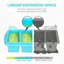 XOMOO Silicone Freezer Tray With Lid - Soup Freezer Container Molds - Large Cube Tray- Makes 8 1 Cup Portions Cubes, 2-Pack Freezer Storage Food Soups & Meal Prep - Oven & Dishwasher - - 黃色 - 查看 5