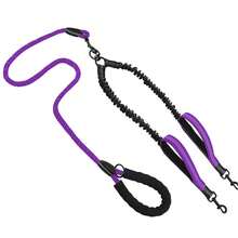 BVEOYPET 2pcs/Set Correa Doble 2-En-1 Sin Enredos Con Resorte Amortiguador De Impactos Y Mango Acolchado, Adecuada Para Caminar Y Correr Con 2 Perros - Multicolor - Ver 13