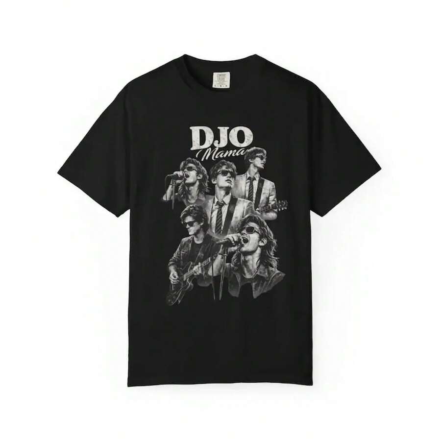 Camiseta Djo Mama Fan, Estilo Vintage con Foto de Banda, Camiseta Pop Culture - Negro - Ver 1