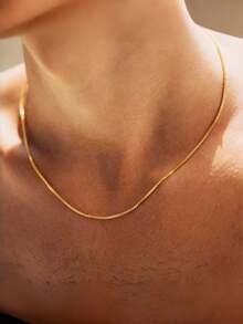 Men's Minimalist 1.8mm Box Chain Stainless Steel 18K Gold Plated Necklace: Durable, Non-Fading, Perfect For Sports And Everyday Styles - Multicolor - View 2