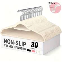 High Quality Velvet Anti-Slip Garment Hangers 100/50/30pcs, Compact Space-Saving Hangers With 360° Spin Hook & Attached Tie Bar, Sturdy Basic Hangers For Wardrobe Organizing, Indoor Stowage, Outdoor Laundry Drying & Garment Retail Display - View 15