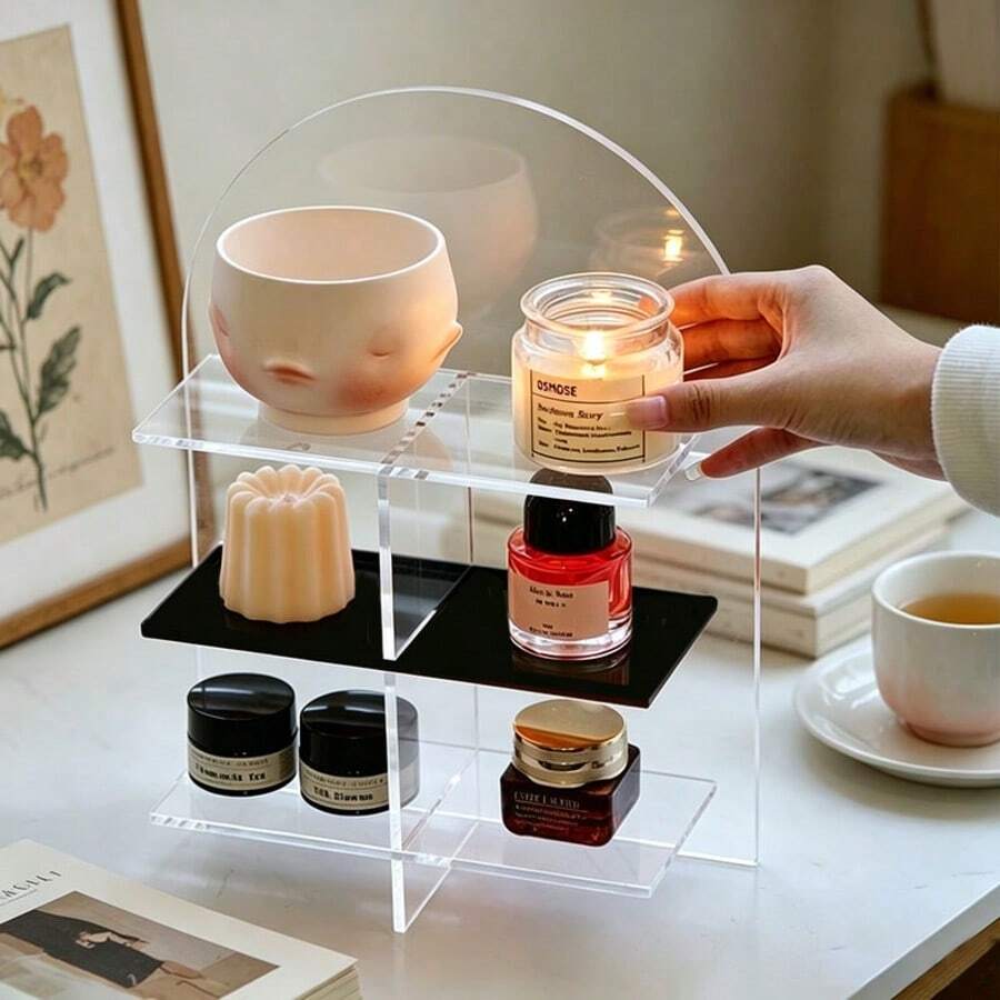Minimalist Bathroom Desktop Acrylic Storage Rack Multi-Layer Organizer Shelf For Cosmetics, Perfume, Wall-Mounted Display Rack, Office And Study Supplies - Multicolor - View 1