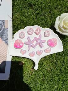 12pcs Pink Starfish Shell Heart Shoe Charms, Removable Accessories For Garden Shoes, Sandals, Holiday Gift - Pink - View 5