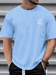 Perforadora inalámbrica, redefiniendo todo: nueva camiseta de cuello redondo para hombre con estampado a doble cara, estilo casual deportivo, moda moderna, corte holgado, camiseta de manga c - Negro - Ver 10