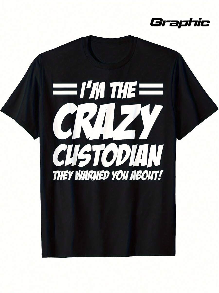 I'm The  Manager You Were Warned About! Men's Short-Sleeved T-Shirt, Made Of High-Quality Soft Cotton, Casual Loose Fit, Suitable For Fitness, Sports, And Everyday Wear. - 黑色 - 查看 1