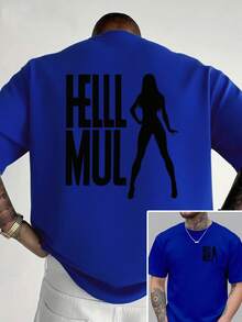 MUL, Silhouette With Double-Sided Print On The Front And Back, New Men's Crew Neck T-Shirt, Fashionable Casual And Sporty Loose Top, Short Sleeve T-Shirt - 白色 - 查看 7