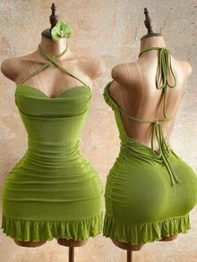 Women Midi Dresses - 橄欖綠 - 查看 1