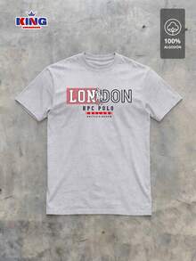 Original HPC POLO T-Shirt With Round Neck And Short Sleeves – Themed Graphic Design "HPC: London England Heritage" – 100% Cotton - 淺灰色 - 查看 2