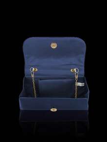 Bolsa Clutch de Noite com Strass Cintilante, Bolsa de Ombro Elegante para Mulheres, Bolsa de Casamento Luxuosa para Noivas, Acompanhada de Colar com Pingente de Strass Cintilante, Brincos, Pulseira, Acompanhada de Vestido de Casamento Cintilante, Vestido de Lantejoulas Brilhante, Adequado para Festas, Bailes, Reuniões, Casamentos - Azul Marinho - Visão 7