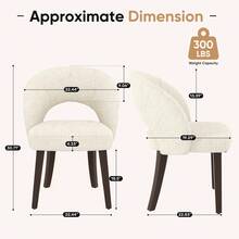 Nalupatio Mid Century Farmhouse Dining Chairs Set Of 2, Curved Back Upholstered Side Chairs With Solid Rubber Wood Legs For Home Kitchen Dining Room (White) - White - View 9