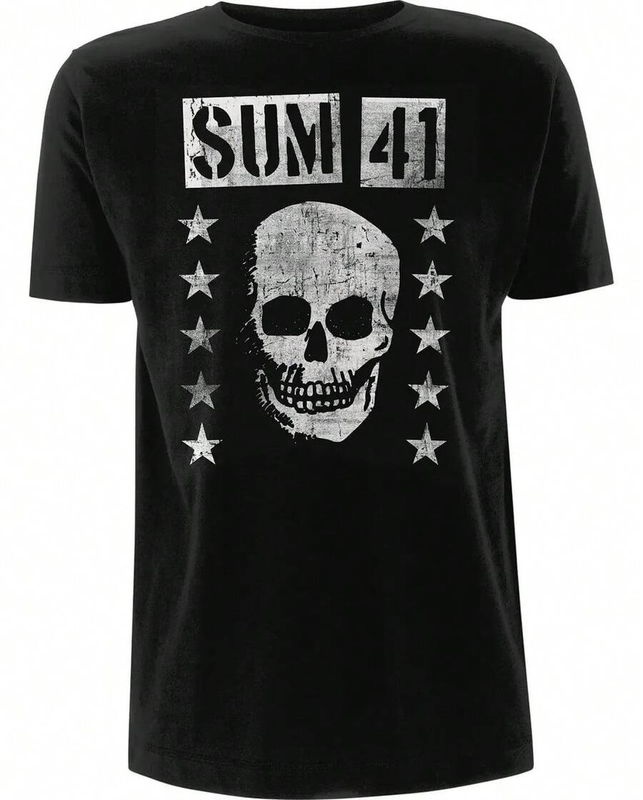 Camiseta Sum 41 Grinning Skull Rock Negra Nueva - Negro - Ver 1