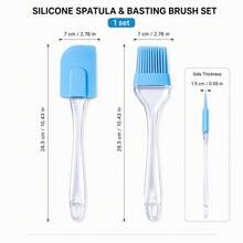 2pcs-6pcs Random Color Silicone Spatula And Basting Brush Set, Clear Handle Kitchen Utensil Tools For Baking, Cooking, Mixing, Scraping, Sauce Brushing, BBQ And Home Kitchen Use - Random Color - View 9