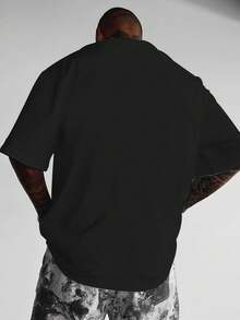 Camiseta de verano para hombre de diseño moderno y a la moda, talla, con hombros caídos y estampado de chiles, ropa casual cómoda de manga corta para hombre, estilo versátil para el d - Negro - Ver 2