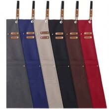 1 Piece Of Canvas Apron With Pocket, Coffee Shop, Milk Tea Shop, Chef, Hotel Kitchen, Baker's Role - Multicolor - View 5