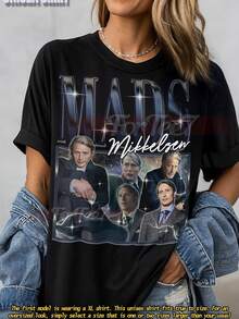 MADS MIKKELSEN Shirt Mads Mikkelsen T-Shirt Mads Mikkelsen Vintage T-Shirts Mads Mikkelsen Retro 90s Sweater Mads Mikkelsen M - 黑色 - 查看 1