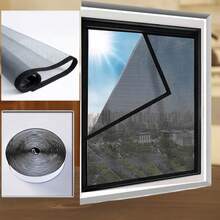 1PC Double-Edged Reversible Self-Adhesive Invisible Mosquito Screen Mesh, Removable Polyester Window Screen For Home, No Drilling Required, Easy Installation, Light-Transmitting, Sun-Shading, Breathable And Ventilated Window Screen Mesh - Black Net With Black Border - View 5