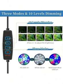 USB Aquarium Light, Full Spectrum LED, 360° Rotatable, Adjustable Brightness, 3 Lighting Modes - Suitable For Aquarium Enthusiasts - Multicolor - View 5